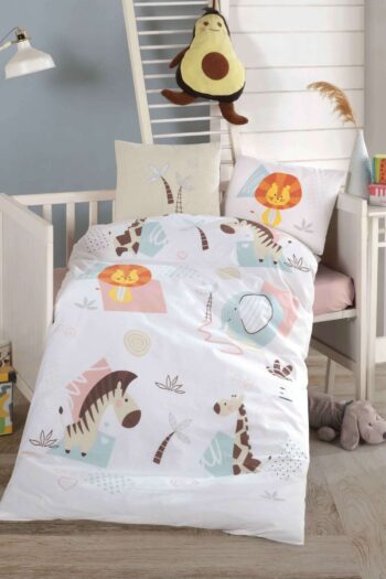 Clasy Ranforce %100 Pamuk Bebek Nevresim Takımı Sweet Zoo Bej